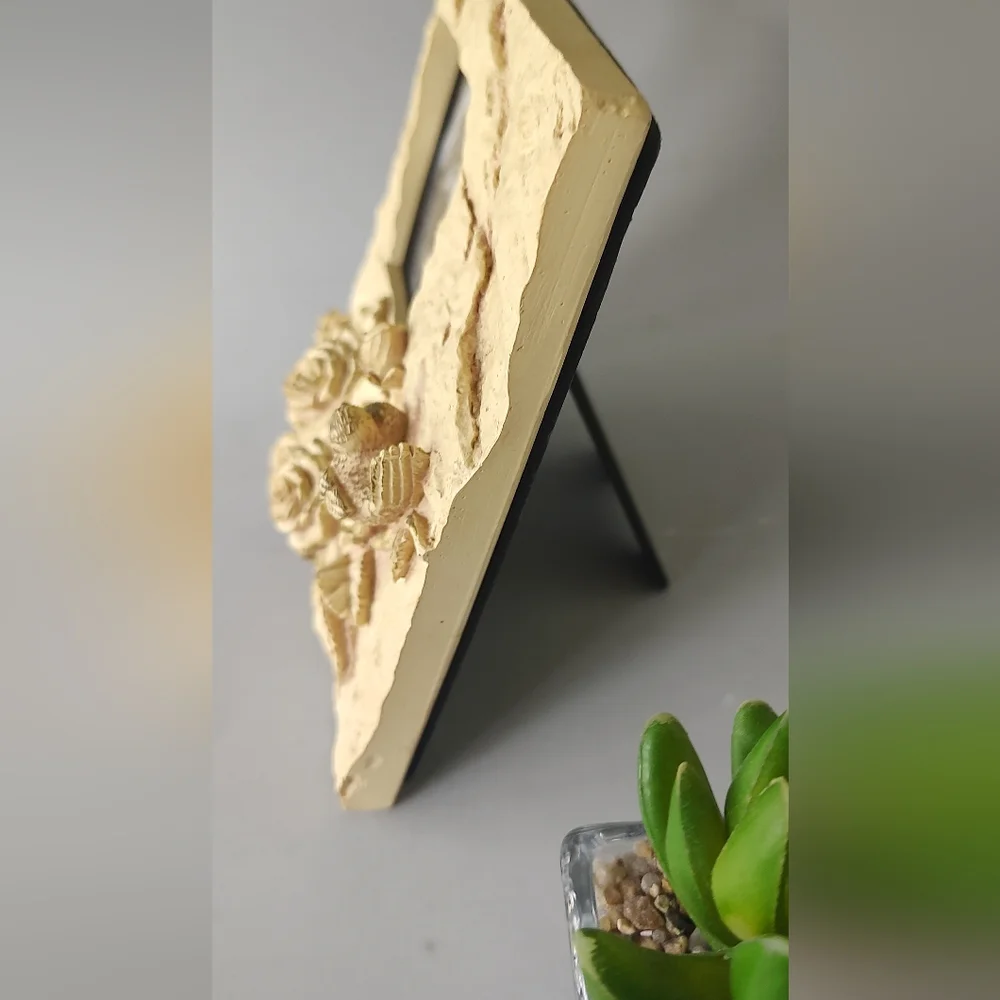 Elegant Cream Floral Picture Frame with Bird Design Vintage